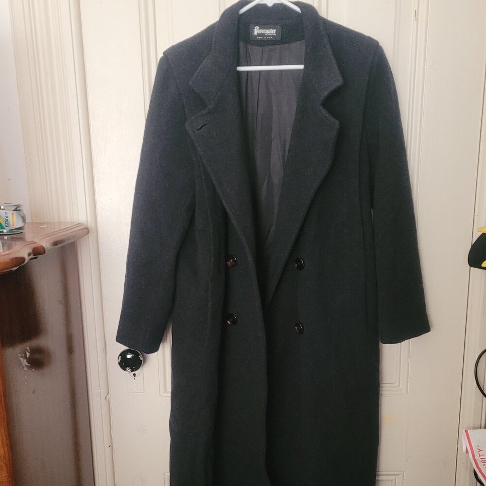 Forecaster of Boston 100% Wool black/gray double breasted coat 13/14